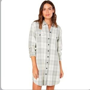 Outerknown Flannel Shirt Dress Size XS Grey Plaid
